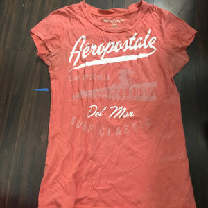 Aeropostale Summer Shirt (Size: M, Orange & White)